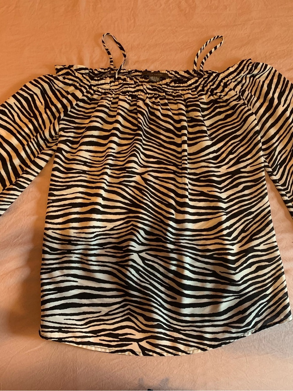 Suzy Shier Black & White Zebra Print Top